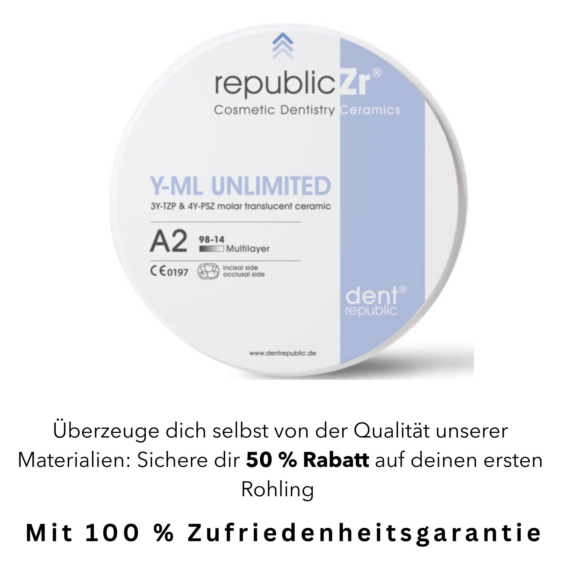 republicZr Y-ML unlimited Molar transluzentes Universalzirkonoxid